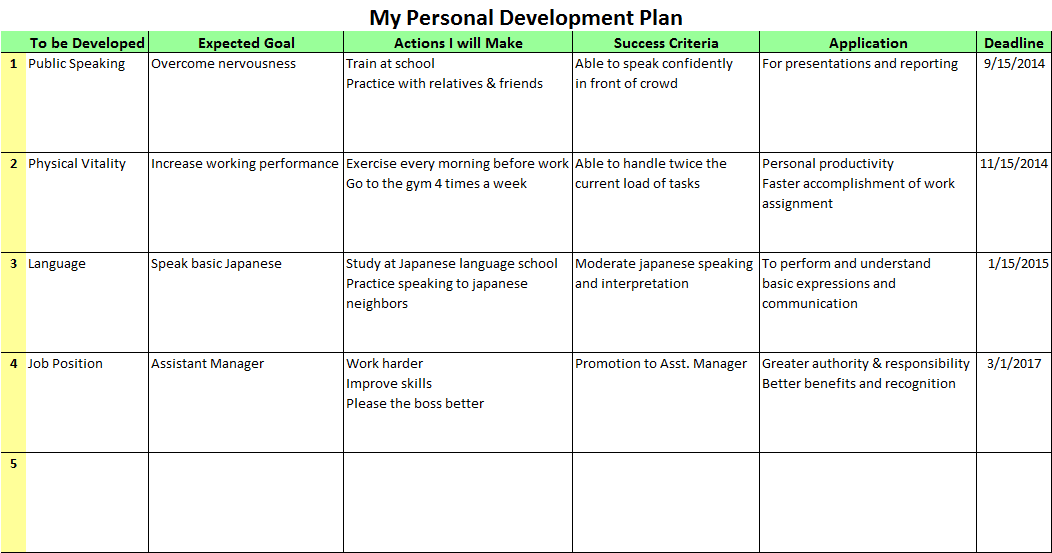 Personal Development Plan Childcare Example Great Professionally 